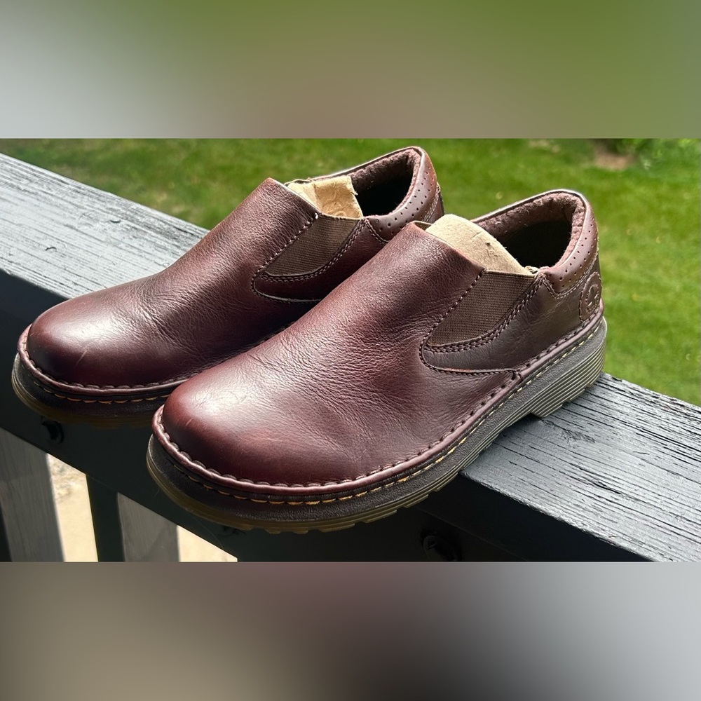 Dr. Martens Burgundy Leather Slip-Ons